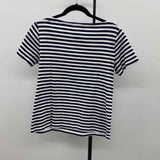 Karen Scott Women's Size M Navy Stripe Short Sleeve Shirt