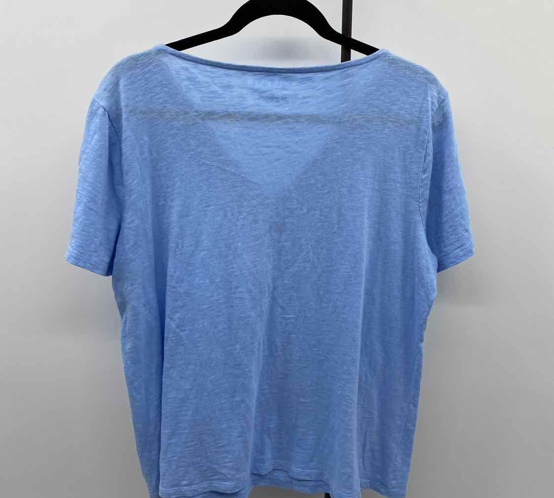 Talbots Women's Size L Blue Textured Short Sleeve Shirt