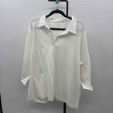 Lands End Women's Size 3X White Solid Long Sleeve Shirt