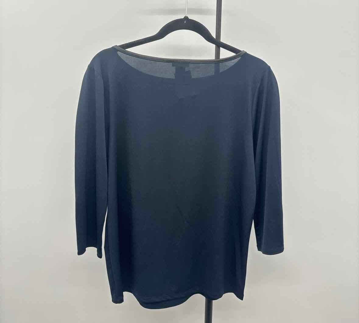 Ann Taylor Women's Size L Navy Solid Long Sleeve Shirt