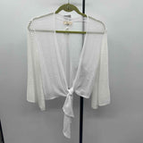 Elan Women's Size S White Open Weave Cardigan