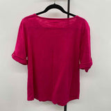 Chico's Women's Size L Fuschia Solid Short Sleeve Shirt