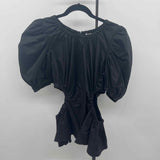Astr Women's Size L Black Solid Short Sleeve Shirt