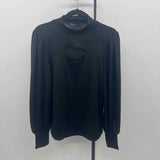 Colleen Lopez Women's Size M Black Solid Long Sleeve Shirt