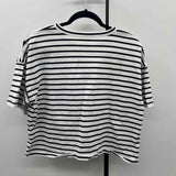 Madewell Junior's Size XL White Stripe Short Sleeve Shirt