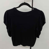 Michael Stars Women's Size M Black Ribbed Short Sleeve Shirt