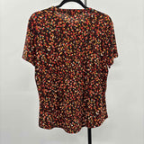 Tommy Hilfiger Women's Size M Brown Floral Short Sleeve Shirt