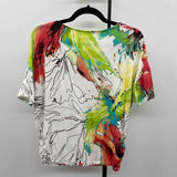 Chico's Women's Size M White Floral Short Sleeve Shirt