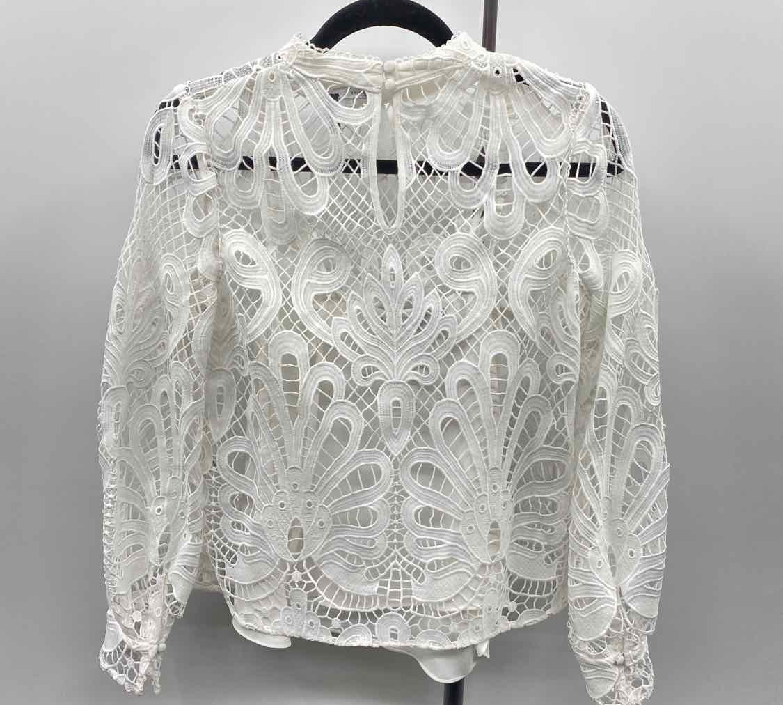 White House Black Market Women's Size 2 White Lace Long Sleeve Shirt