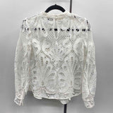White House Black Market Women's Size 2 White Lace Long Sleeve Shirt