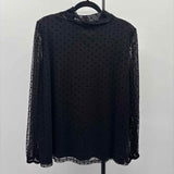 Calvin Klein Women's Size 2X Black dotted Long Sleeve Shirt
