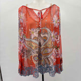 Johnny Was Women's Size S Orange Floral Long Sleeve Shirt