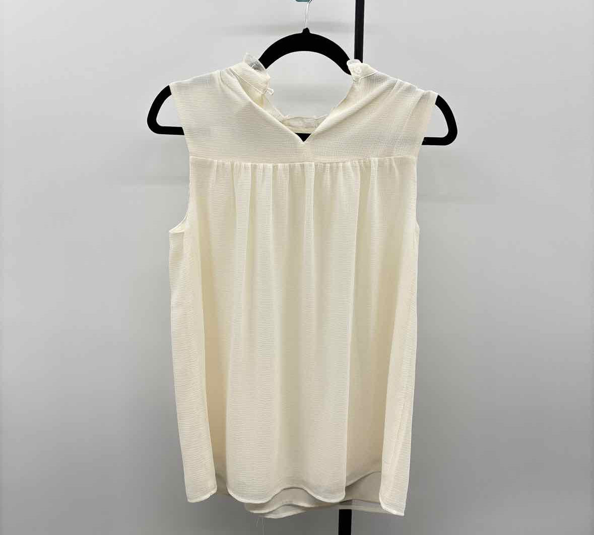 Ann Taylor Women's Size S Ivory Textured Sleeveless Shirt