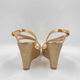 Silver Slipper Women's Shoe Size 9W Rose Gold Rhinestones Wedges