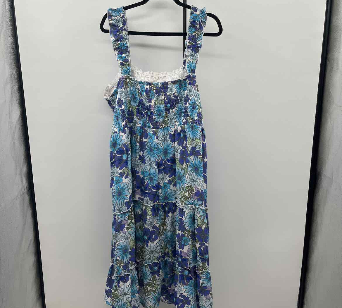 As U Wish Women's Size 3X Blue Floral Dress