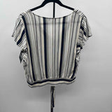 by & by Women's Size XL Navy Stripe Short Sleeve Shirt