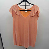 7th Ray Women's Size 1X Orange Ribbed Short Sleeve Shirt