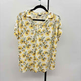 Bobeau Women's Size L Yellow Floral Short Sleeve Shirt