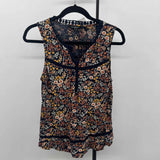 Lucky Brand Women's Size M Navy Floral Sleeveless Shirt