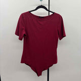 Mangdiup Women's Size XXL maroon Solid Short Sleeve Shirt