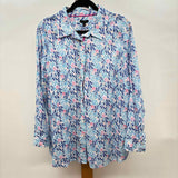 Talbots Women's Size 2X Blue Floral Long Sleeve Shirt