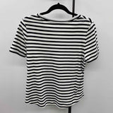 Chico's Women's Size M Black Stripe Short Sleeve Shirt