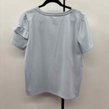 Ann Taylor Women's Size L Blue Solid Short Sleeve Shirt