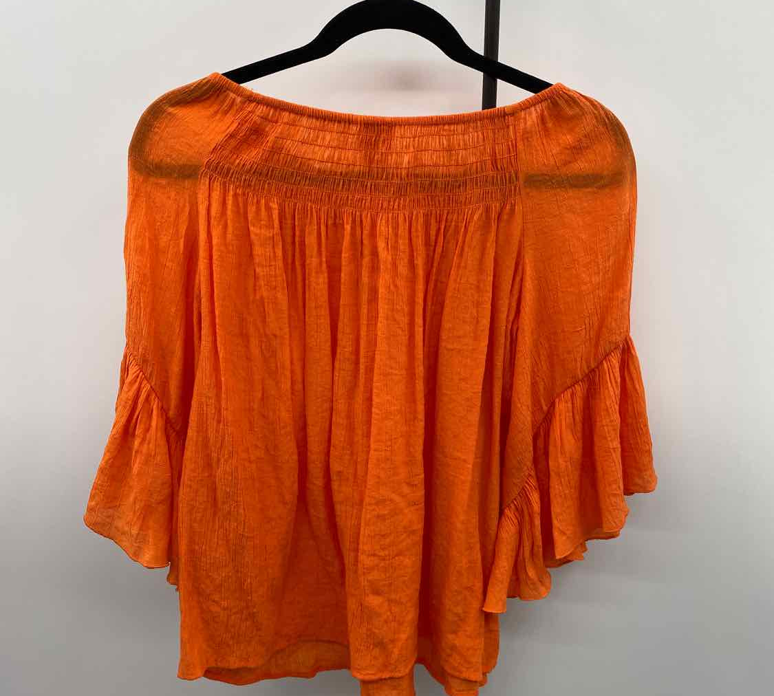 Chico's Women's Size S Orange Textured Long Sleeve Shirt