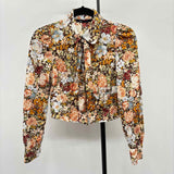 Zara Women's Size XS Brown Floral Long Sleeve Shirt
