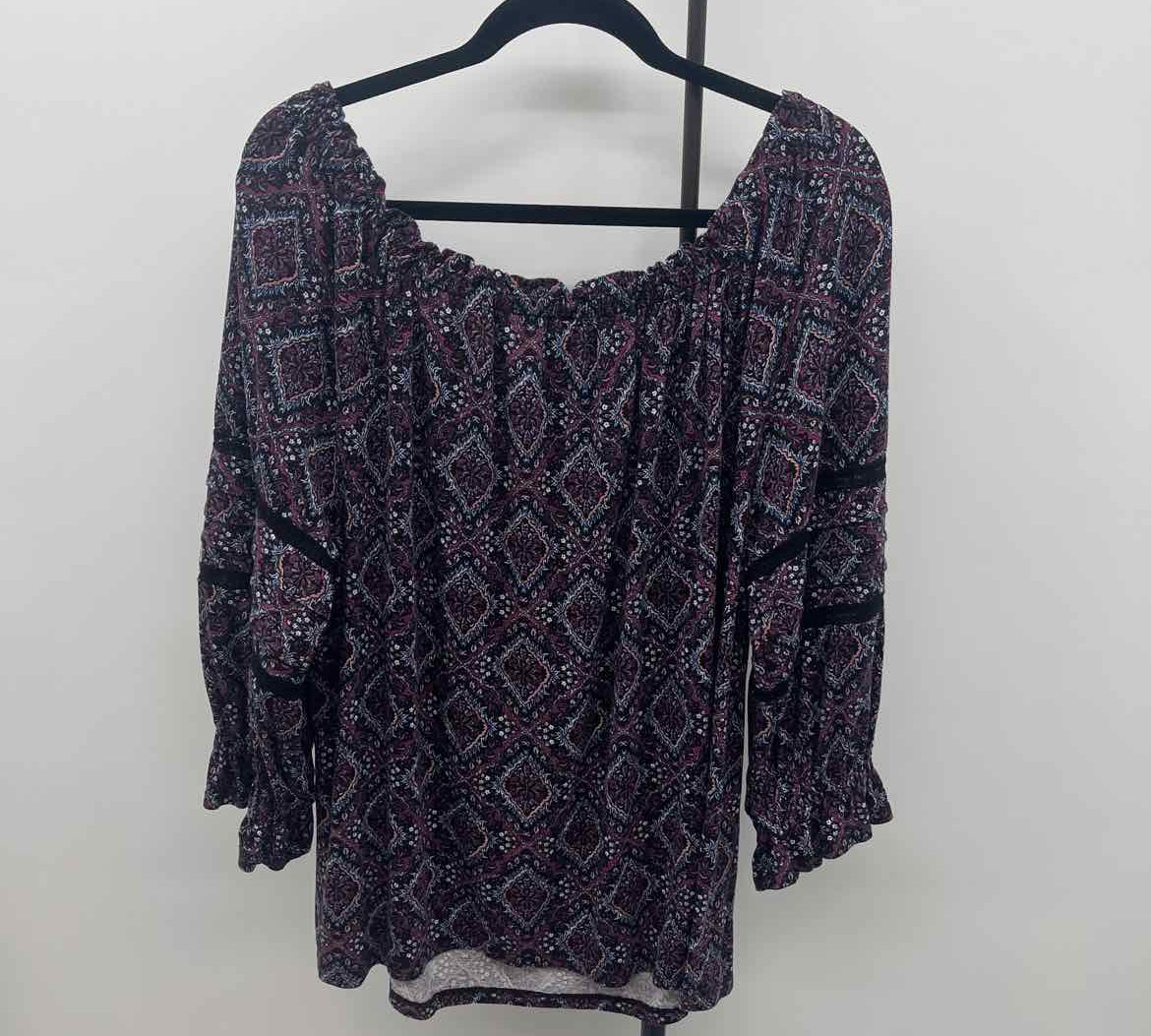 Lane Bryant Women's Size L Purple Floral Long Sleeve Shirt