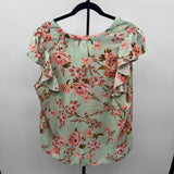 DR2 Women's Size XL Green Floral Short Sleeve Shirt