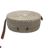 UNBRANDED Woven Natural Tan & White Round Purse w/Crossbody
