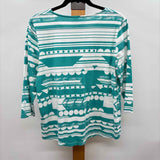 Chico's Women's Size M Teal Abstract Long Sleeve Shirt