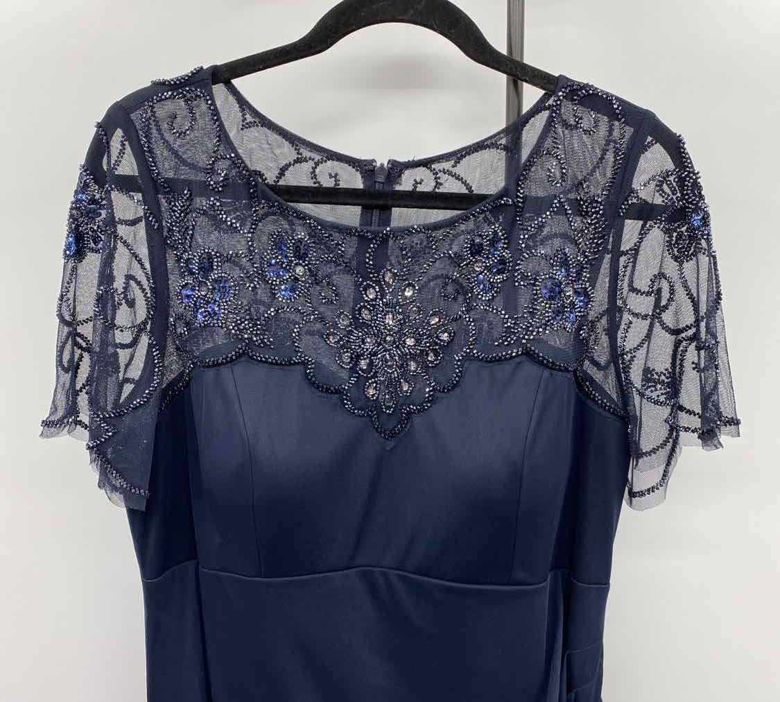 Xscape Women's Size 16 Navy Beaded Gown/Evening Wear