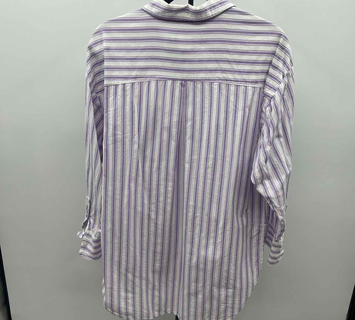 Maeve Junior's Size S Lilac Stripe Long Sleeve Shirt