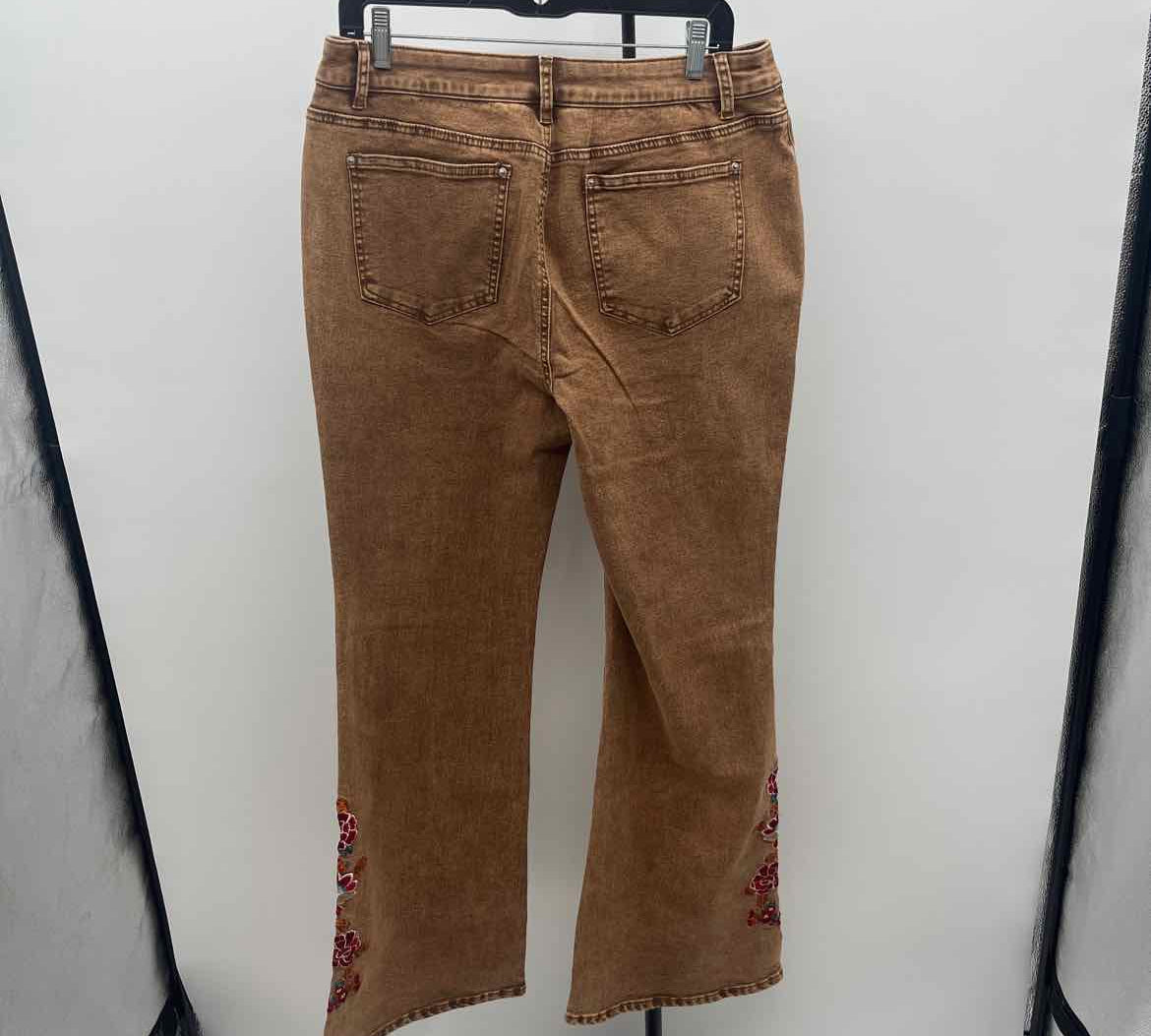 Flamingals Women's Size 16 Brown Embroidered Jeans