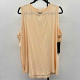Mono b Women's Size 2X Cream Solid Sleeveless Shirt