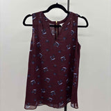 CABI Women's Size S Purple Floral Sleeveless Shirt