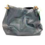 Back COACH Teal Pebble Leather HALLIE Shoulder Bag Purse