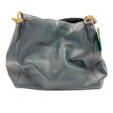 Back COACH Teal Pebble Leather HALLIE Shoulder Bag Purse