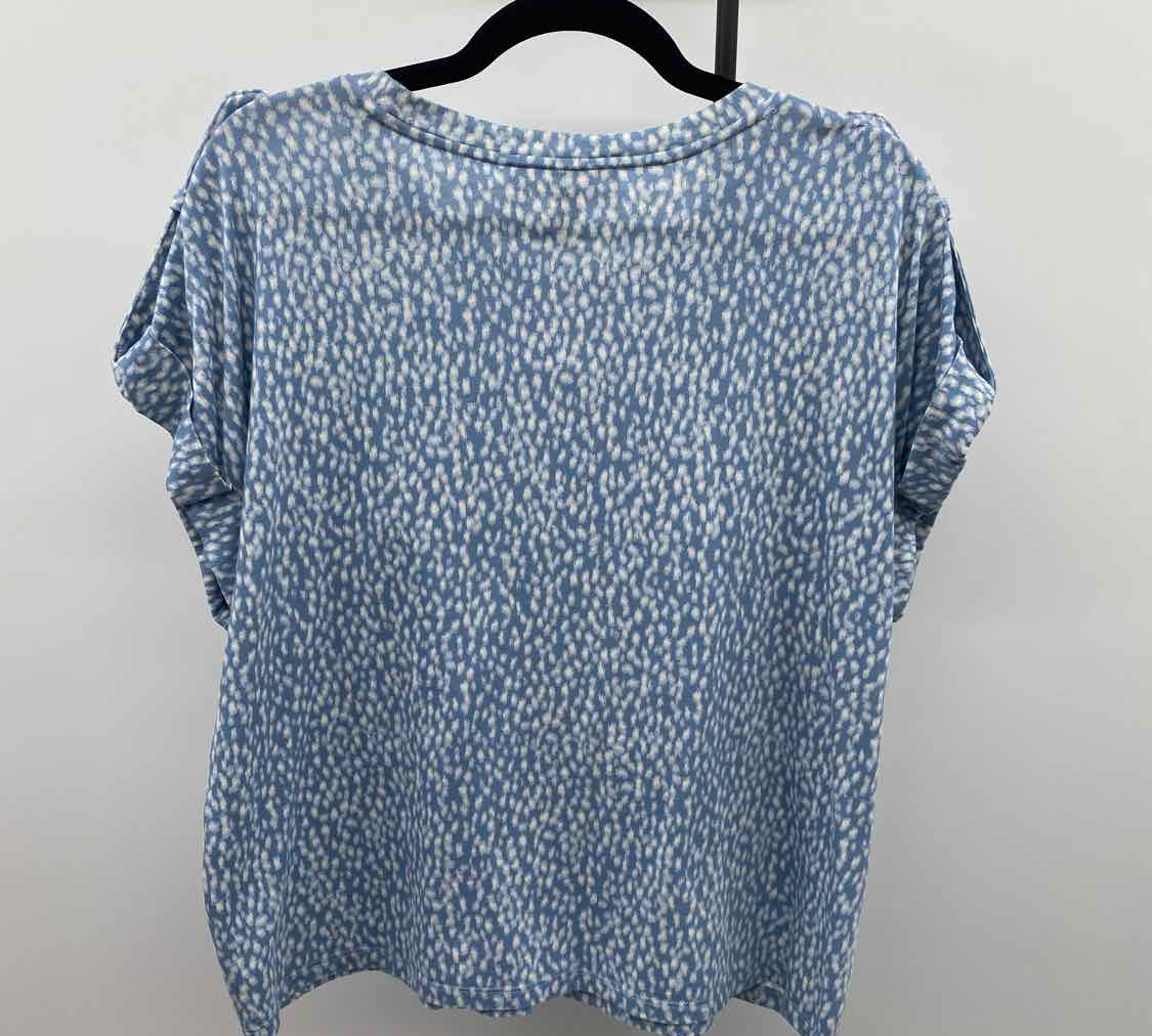 Michael Kors Women's Size XL Blue Spotted Short Sleeve Shirt
