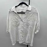 Chico's Women's Size XL White Floral Short Sleeve Shirt