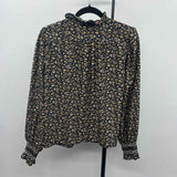 Rochelle Behrens Women's Size M Black Floral Long Sleeve Shirt