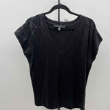 White House Black Market Women's Size M Black Textured Short Sleeve Shirt