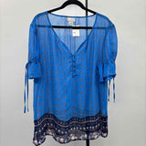 Liz Claiborne Women's Size XXL Blue Floral Short Sleeve Shirt