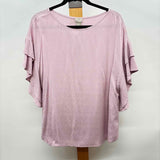 Chico's Women's Size L Pink Textured Short Sleeve Shirt