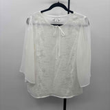 White House Black Market Women's Size M White Lace Long Sleeve Shirt