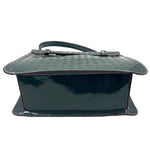 Bottom ARCADIA Forest Green Smooth & Embossed Patent Leather Handled Satchel Purse