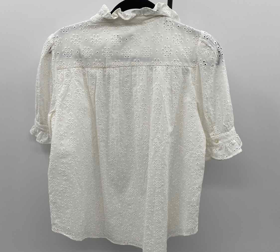 Ann Taylor Women's Size M White Eyelet Short Sleeve Shirt