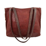 Unbranded Textured Brown & Maroon Leather Tote Bag Purse